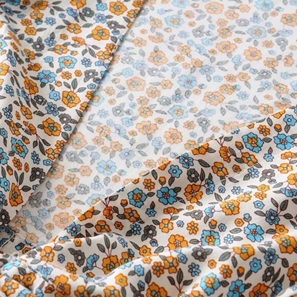 Floral Tie-Front Crop Top - Blue and Orange - Picture 7 of 10